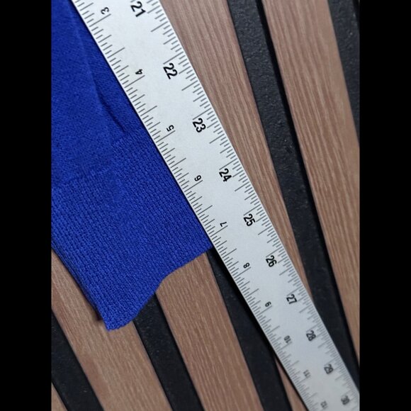 POL Sweater Small Womens Blue Striped Sheer Knit Ruched Pockets Button Cardigan - Picture 5 of 7